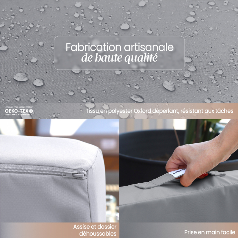 Coussins pour salon de jardin déhoussables - 50 x 50 cm - Gris clair