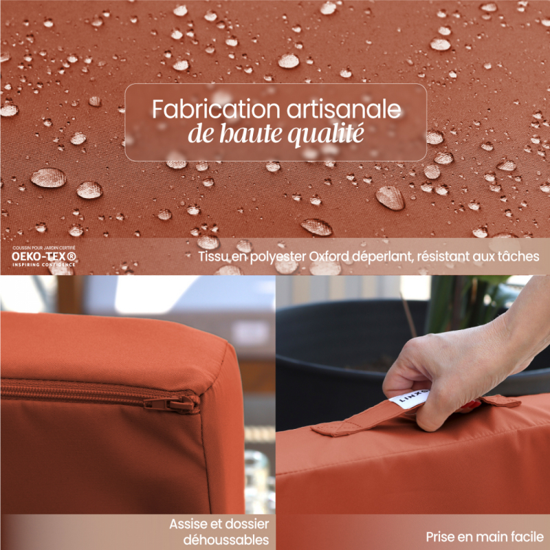 Coussins pour salon de jardin déhoussables - 50 x 50 cm - Terracotta