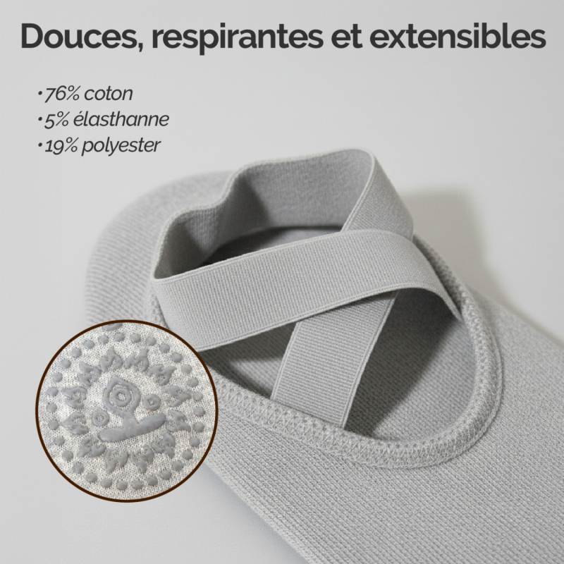 Lot de 4 paires de chaussettes de yoga élastiques - Gris