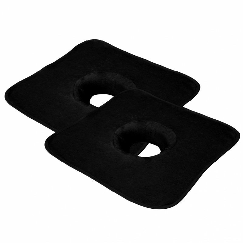 Lot de 2 serviettes de tête pour table de massage - Noir