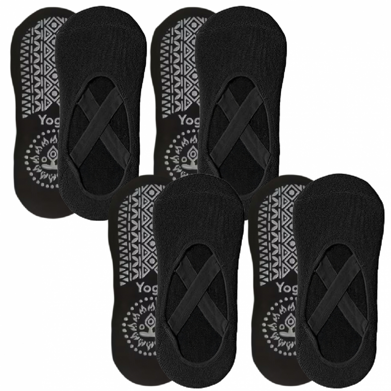 Lot de 4 paires de chaussettes de yoga élastiques - Noir