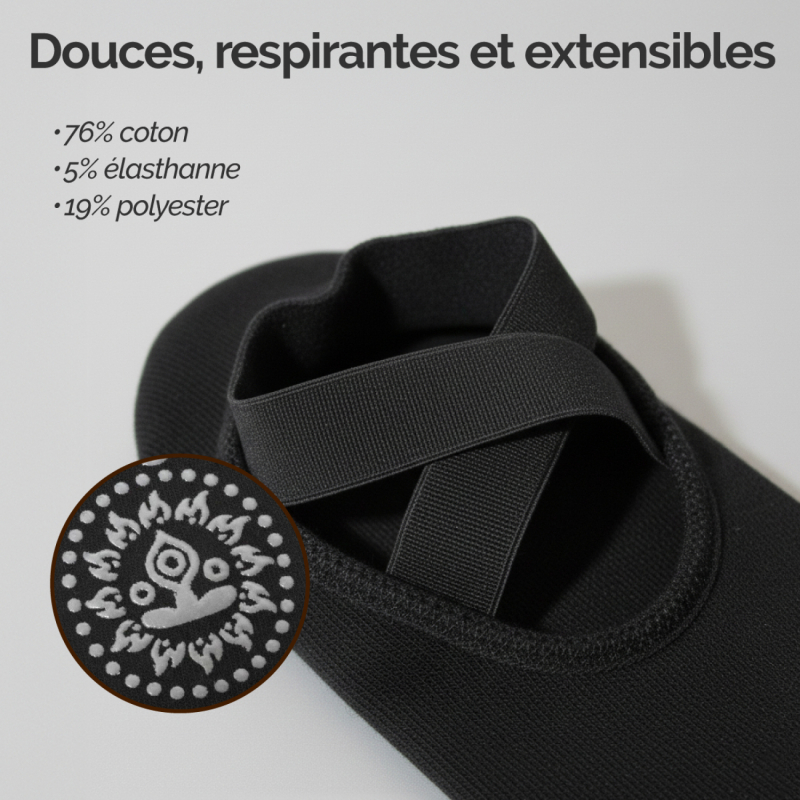 Lot de 4 paires de chaussettes de yoga élastiques - Noir