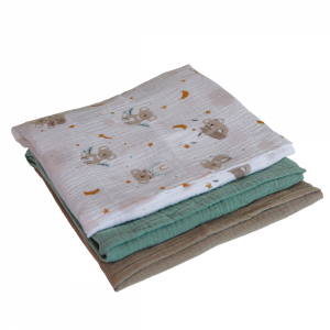 Lot de 3 langes - 30 x 30 cm - Koala