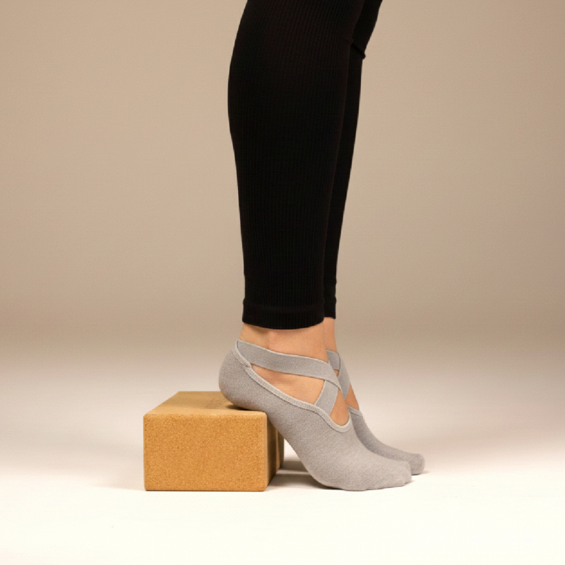 Lot de 2 paires de chaussettes de yoga élastiques - Gris