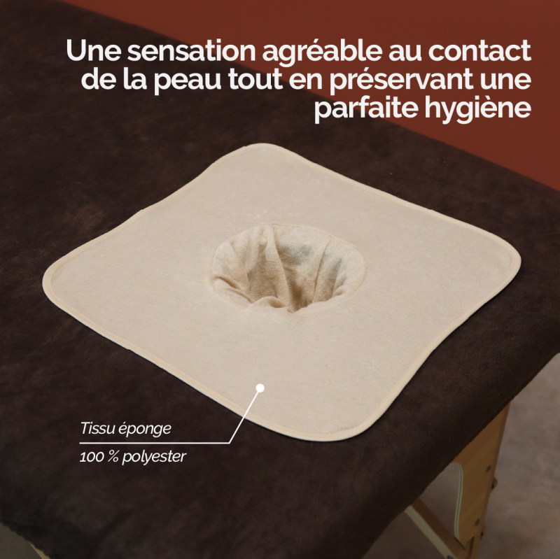 Lot de 2 serviettes de tête pour table de massage - Beige