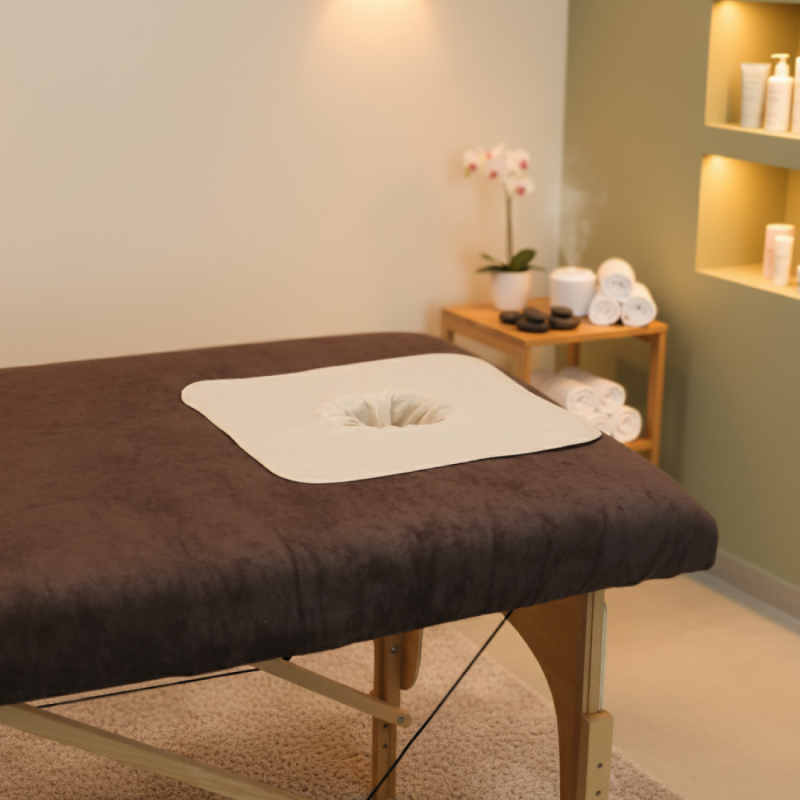 Lot de 2 serviettes de tête pour table de massage - Beige