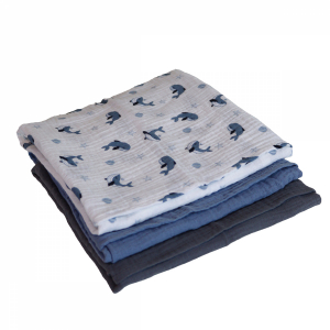 Lot de 3 langes - 65 x 65 cm - Baleine
