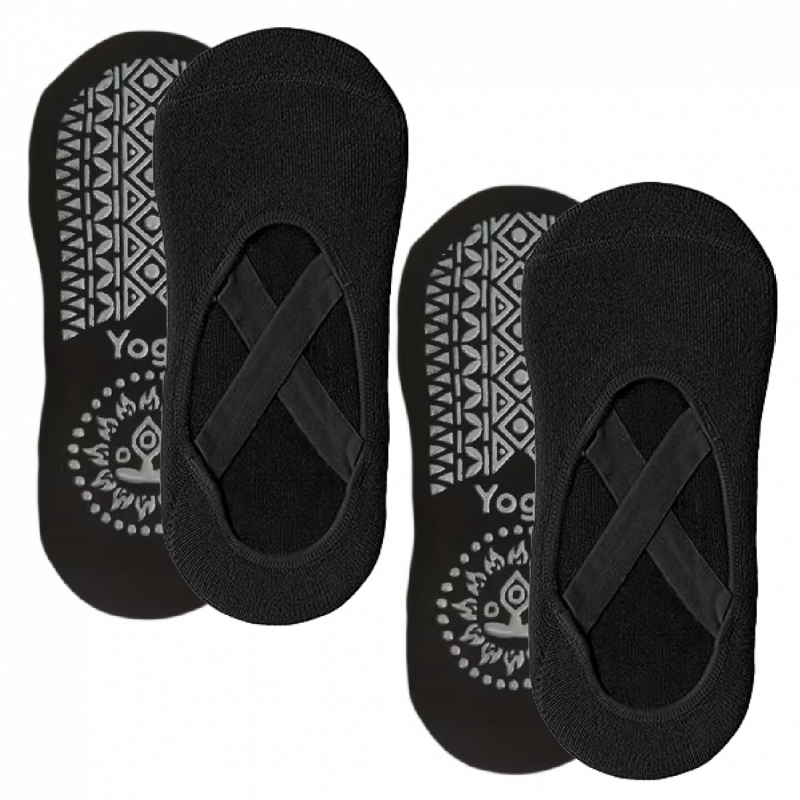 Lot de 2 paires de chaussettes de yoga élastiques - Noir