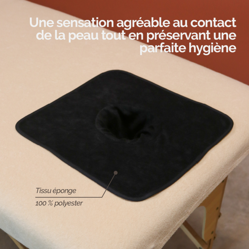 Lot de 2 serviettes de tête pour table de massage - Beige et noir