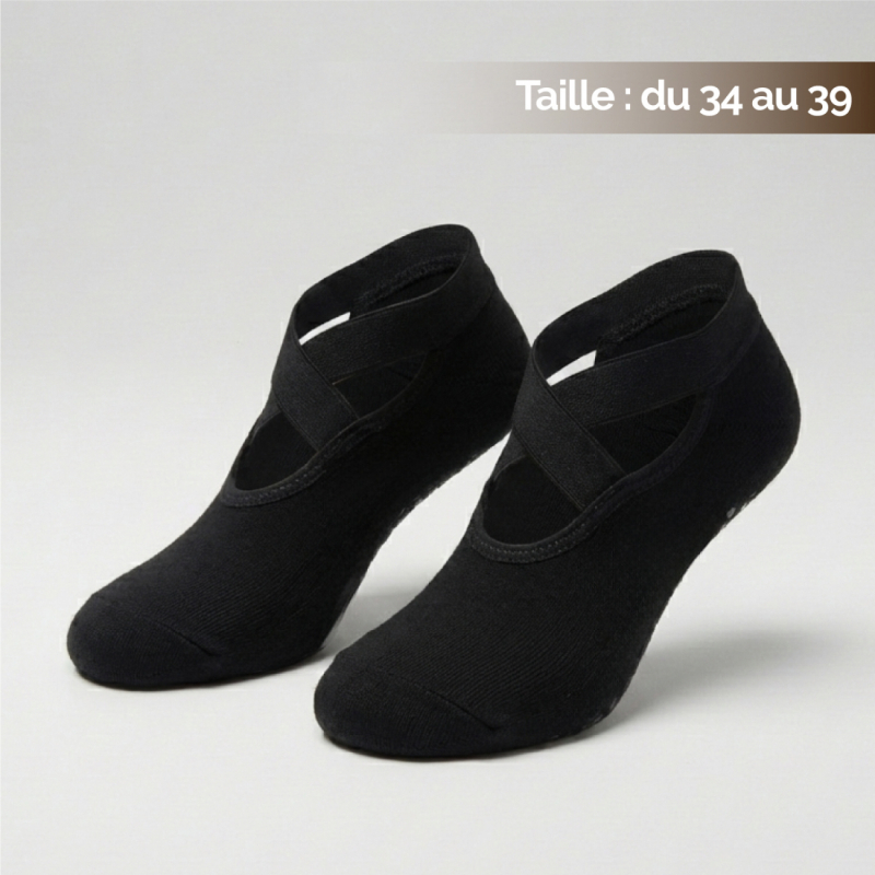 Lot de 8 paires de chaussettes de yoga élastiques - Noir