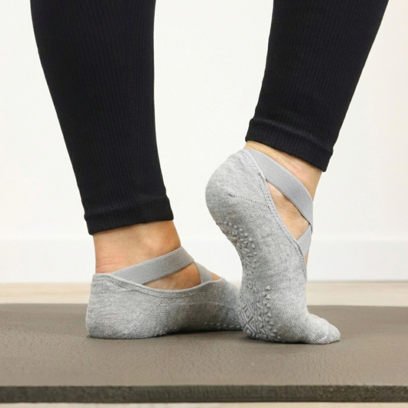Lot de 8 paires de chaussettes de yoga élastiques - Gris