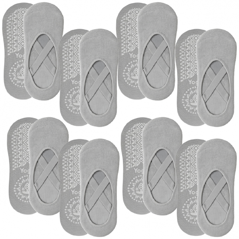 Lot de 8 paires de chaussettes de yoga élastiques - Gris