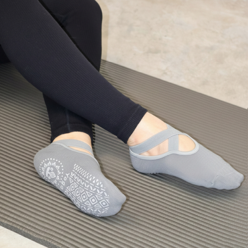 Lot de 8 paires de chaussettes de yoga élastiques - Gris