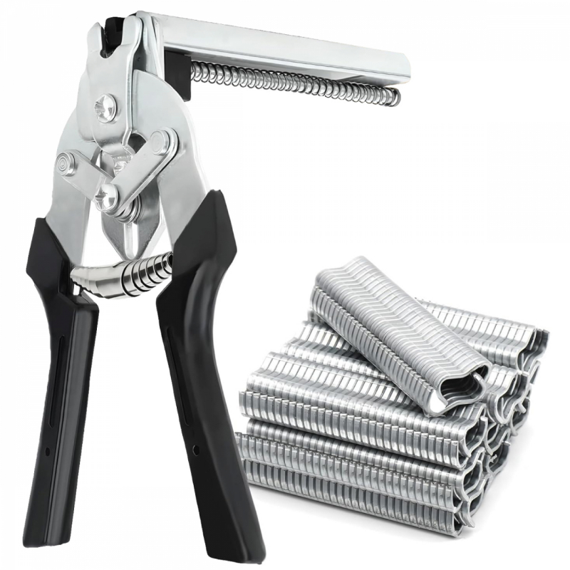 Pince à agrafes pour grillage + 600 agrafes - Gris