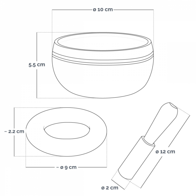 Kit de bol chantant tibétain - Diam 10 cm - Bleu foncé