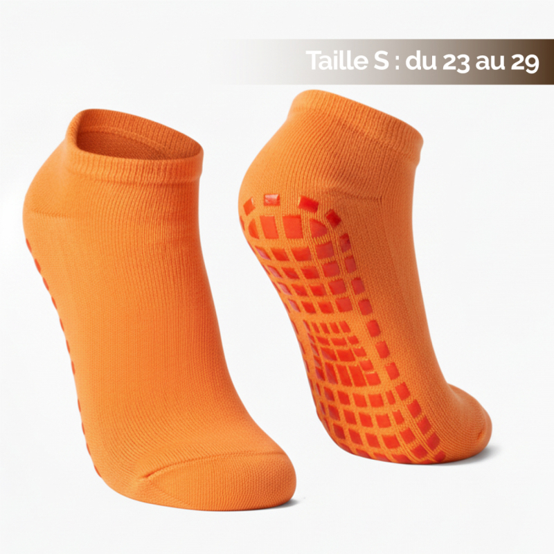 Lot de 4 paires de chaussettes antidérapantes - Enfant - S - Orange