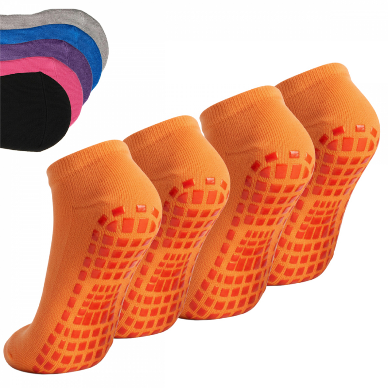 Lot de 4 paires de chaussettes antidérapantes - Enfant - S - Orange