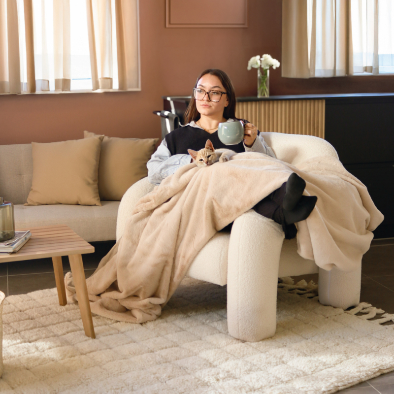 Plaid cosy - 150 x 200 cm - Beige