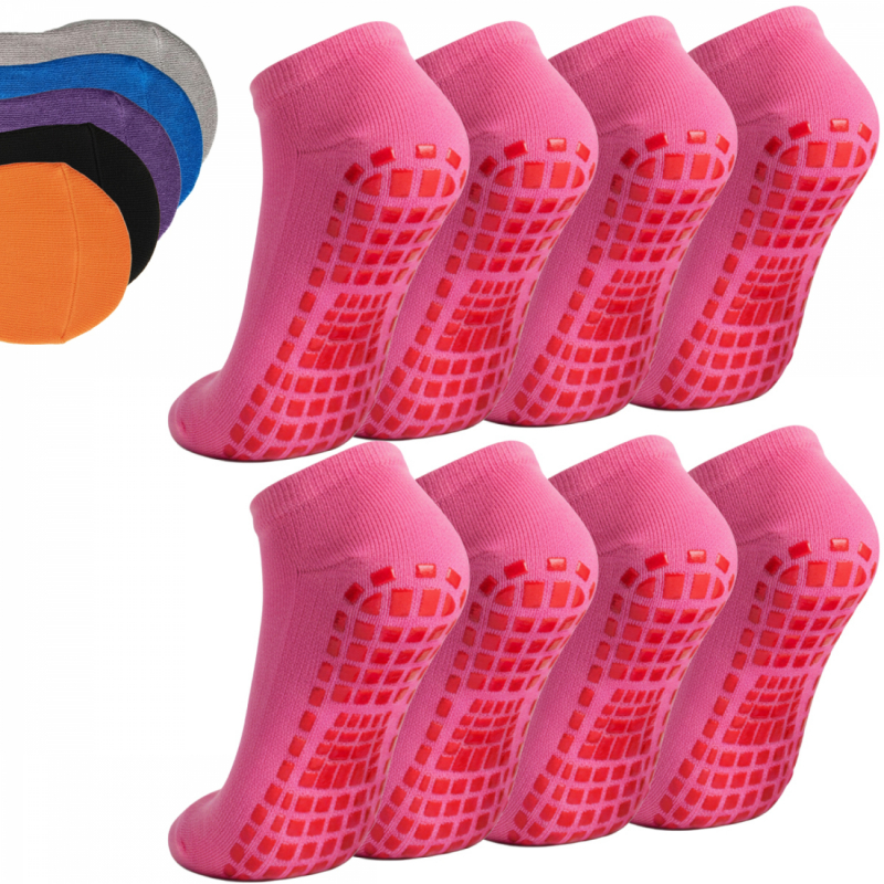 Lot de 8 paires de chaussettes antidérapantes - Enfant - M - Rose