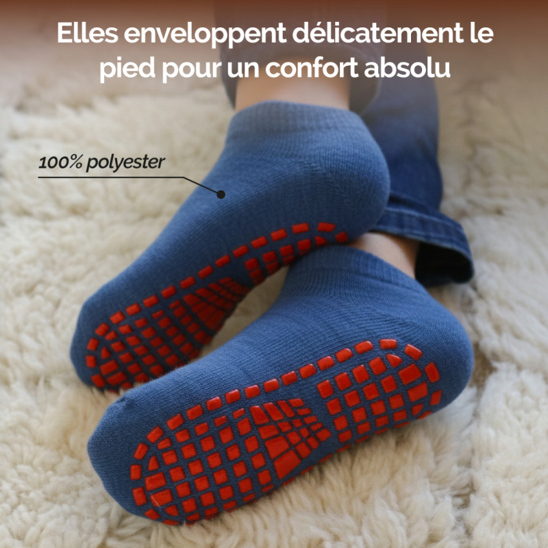 Lot de 4 paires de chaussettes antidérapantes - Enfant - S - Bleu