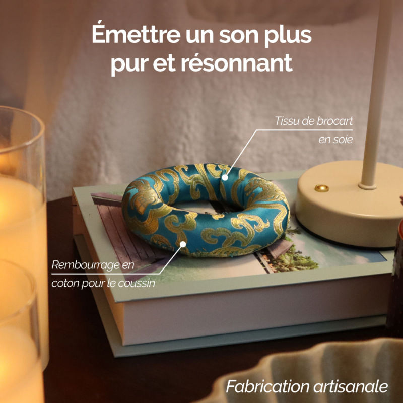 Coussin pour bol chantant tibétain - Bleu clair