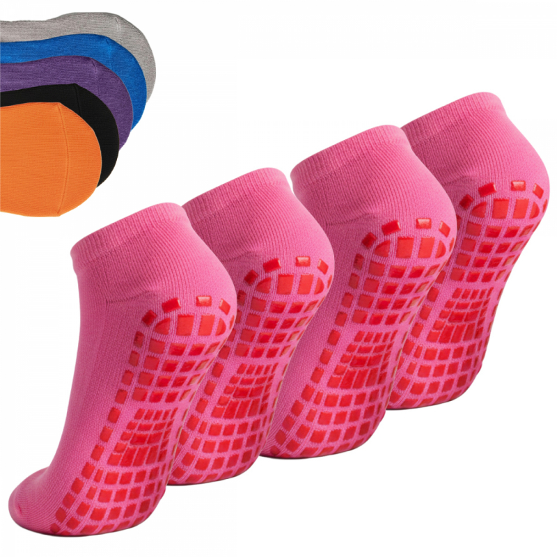 Lot de 4 paires de chaussettes antidérapantes - Enfant - M - Rose