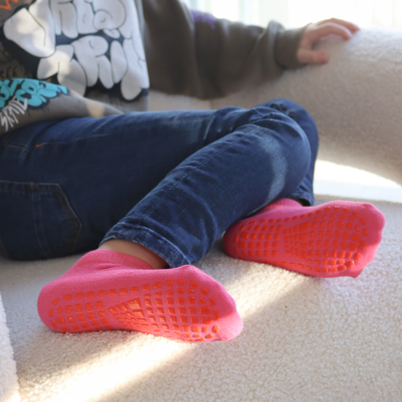 Lot de 4 paires de chaussettes antidérapantes - Enfant - M - Rose
