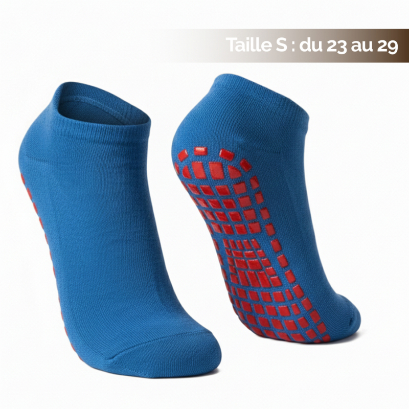 Lot de 8 paires de chaussettes antidérapantes - Enfant - S - Bleu