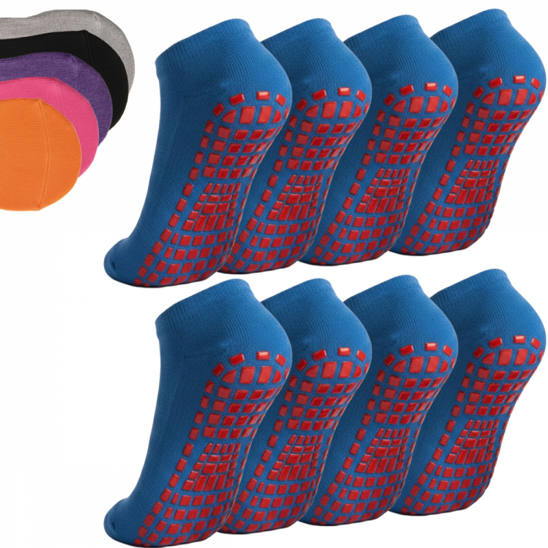 Lot de 8 paires de chaussettes antidérapantes - Enfant - S - Bleu