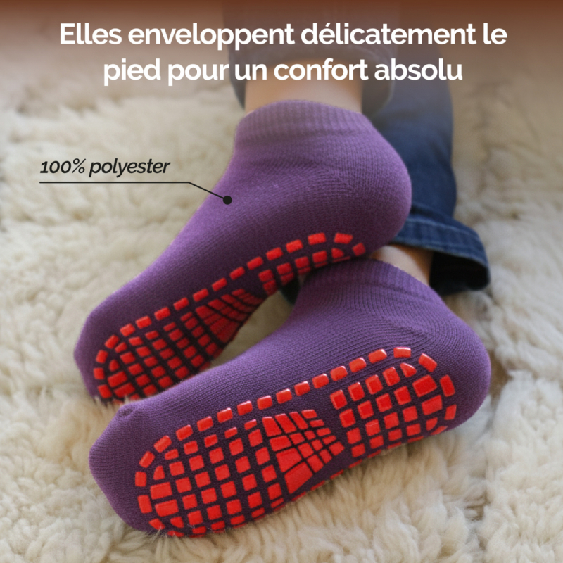 Lot de 2 paires de chaussettes antidérapantes - Enfant - M - Violet