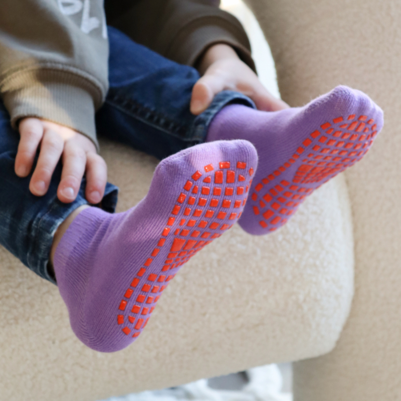 Lot de 8 paires de chaussettes antidérapantes - Enfant - M - Violet