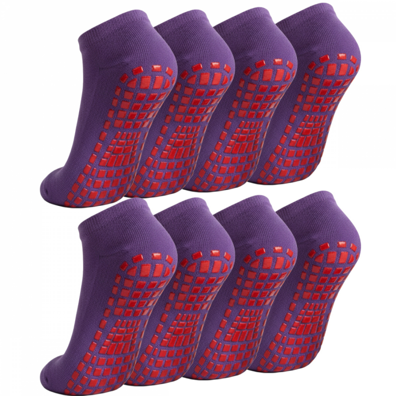 Lot de 8 paires de chaussettes antidérapantes - Enfant - M - Violet