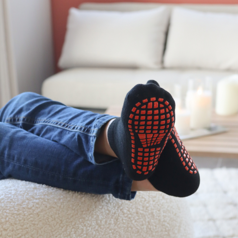 Lot de 8 paires de chaussettes antidérapantes - Enfant - M - Noir