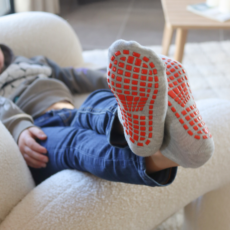 Lot de 8 paires de chaussettes antidérapantes - Enfant - M - Gris et noir
