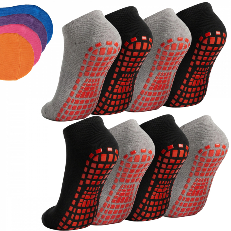 Lot de 8 paires de chaussettes antidérapantes - Enfant - M - Gris et noir