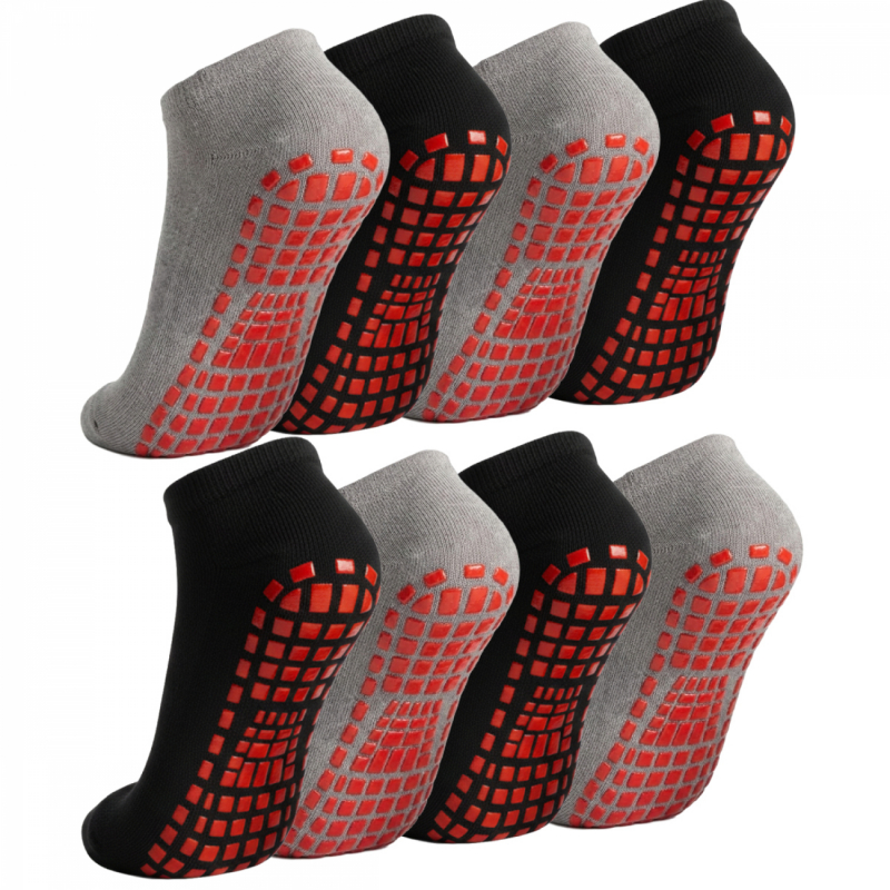 Lot de 8 paires de chaussettes antidérapantes - Enfant - M - Gris et noir