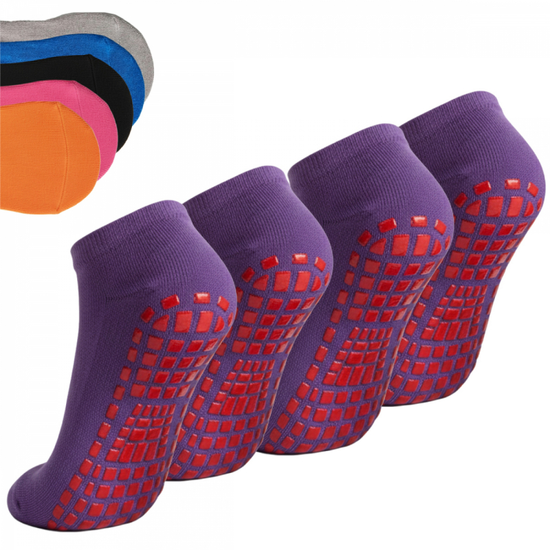 Lot de 4 paires de chaussettes antidérapantes - Enfant - M - Violet
