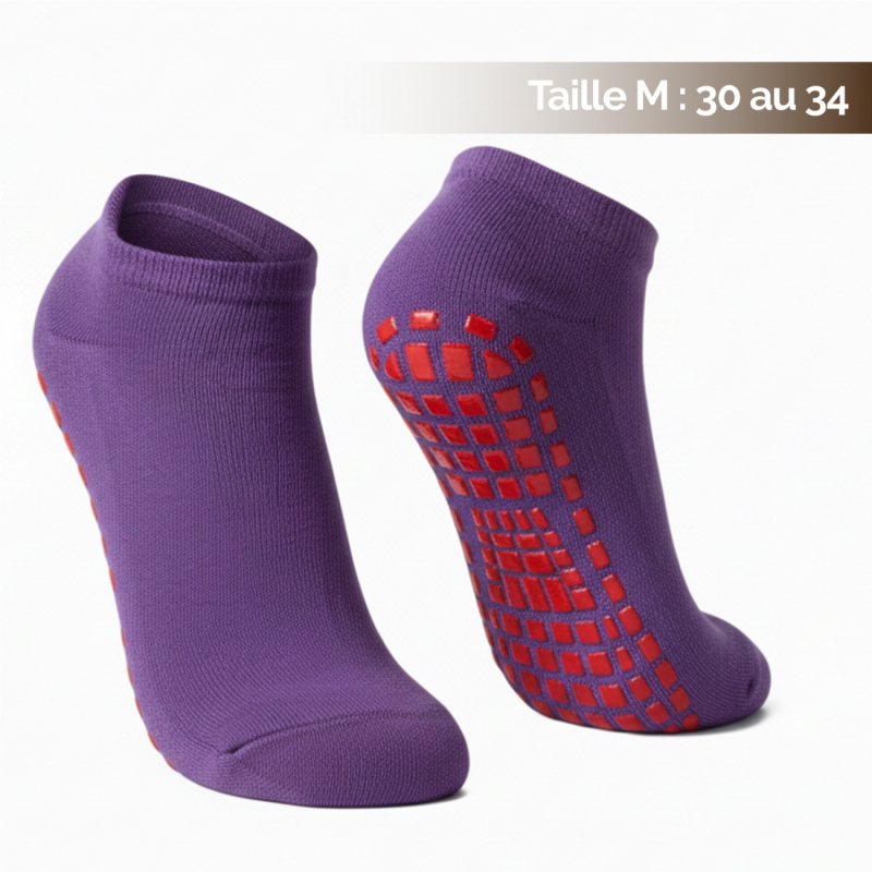 Lot de 4 paires de chaussettes antidérapantes - Enfant - M - Violet