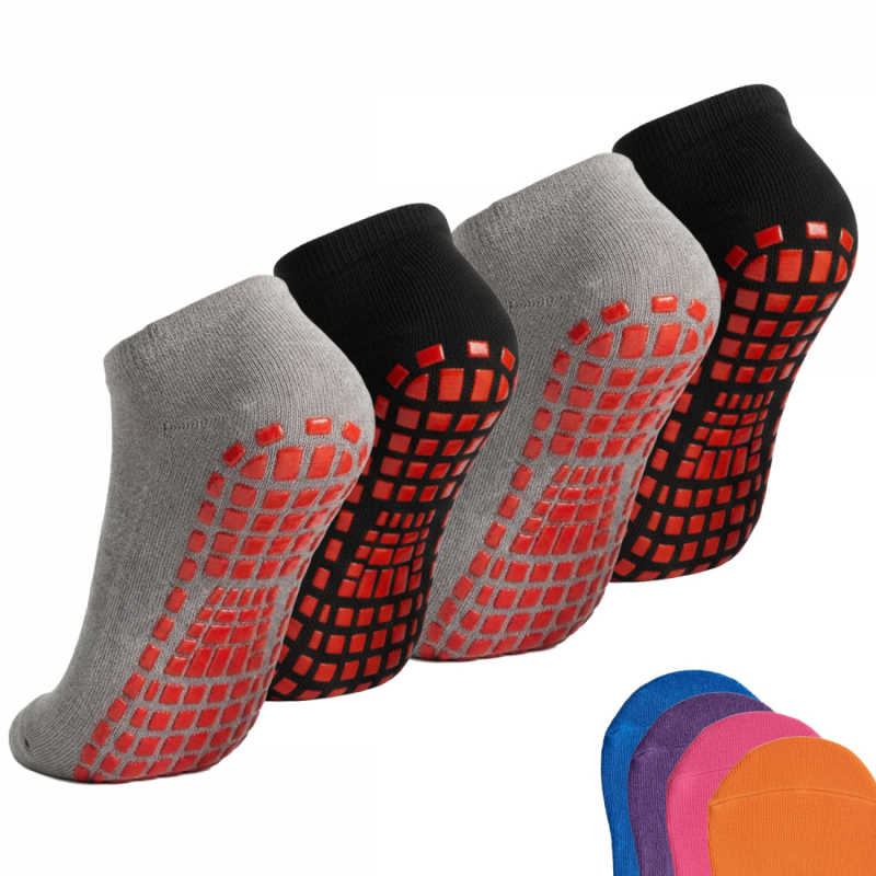 Lot de 4 paires de chaussettes antidérapantes - Enfant - S - Gris et noir