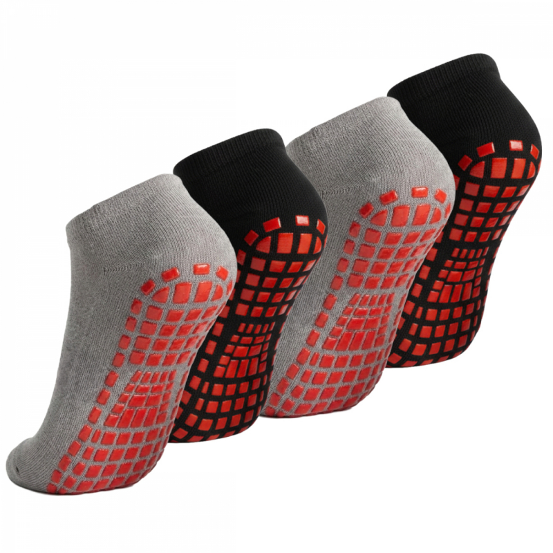 Lot de 4 paires de chaussettes antidérapantes - Enfant - S - Gris et noir