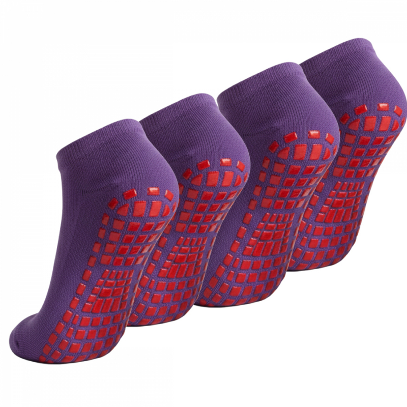 Lot de 4 paires de chaussettes antidérapantes - Enfant - S - Violet