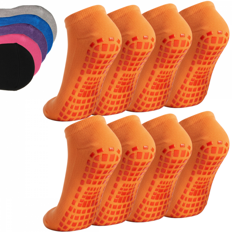 Lot de 8 paires de chaussettes antidérapantes - Enfant - S - Orange