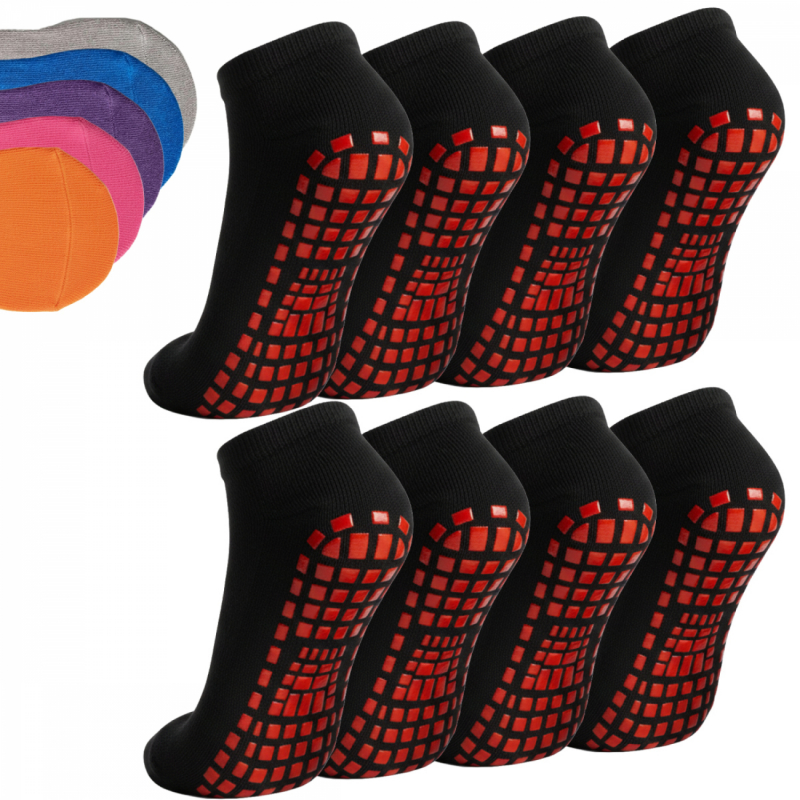 Lot de 8 paires de chaussettes antidérapantes - Enfant - S - Noir