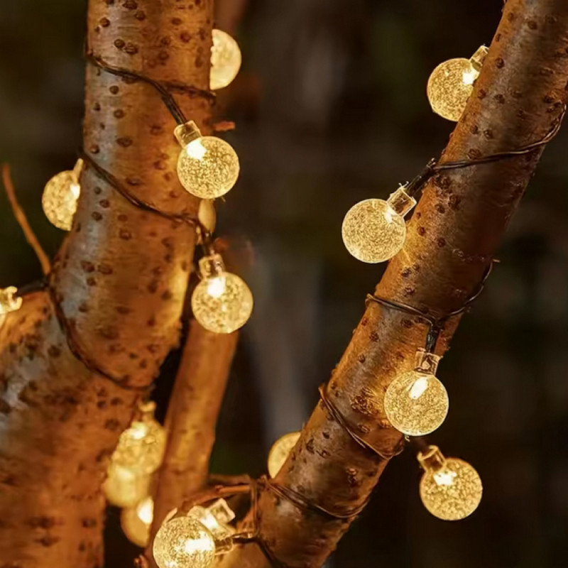 Lot de 2 guirlandes lumineuses solaires LED - Ø 2.2 cm - 12 m - Blanc chaud