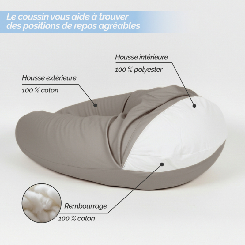Coussin d'allaitement Douceur - 170 cm - Gris uni