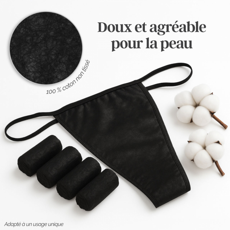 Lot de 100 strings femme jetables - Noir