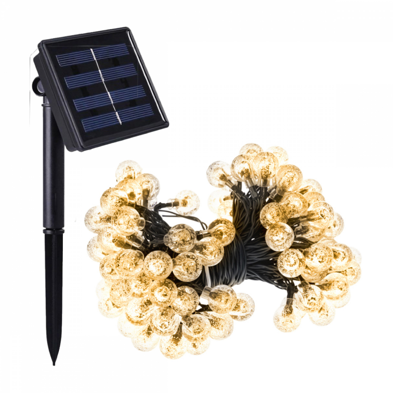 Guirlande lumineuse solaire LED - Ø 2.2 cm - 12 m - Blanc chaud