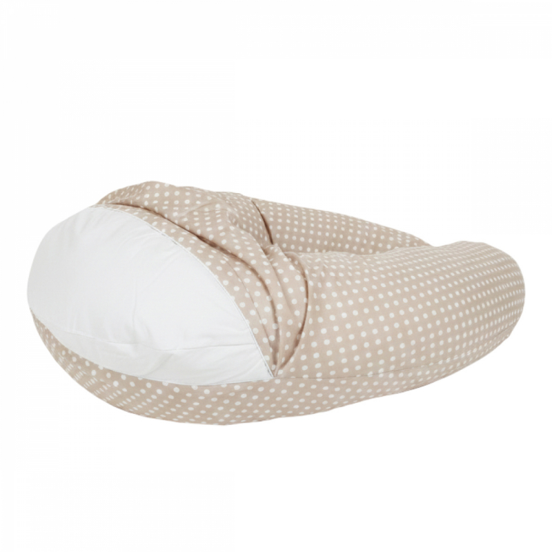 Housse pour coussin d'allaitement - 170 cm - Beige pois