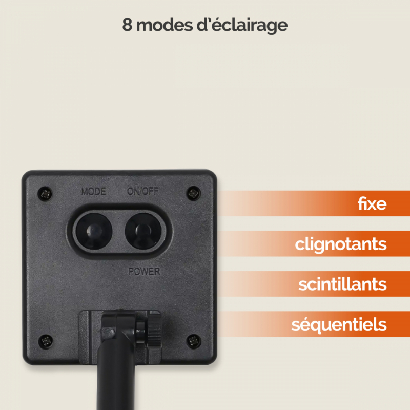 Lot de 4 guirlandes lumineuses solaires LED - Ø 2.2 cm - 12 m - Blanc chaud