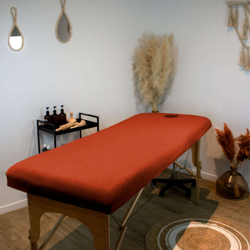Drap-housse pour table de massage - Éponge - Terracotta